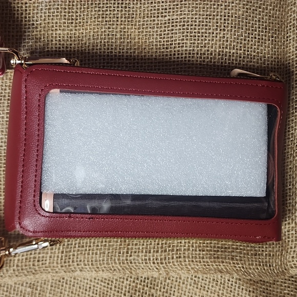 ENDAYCON Red Crossbody Phone Bag Synthetic Soft Leather Purse W Credit Card Slot - Picture 3 of 10